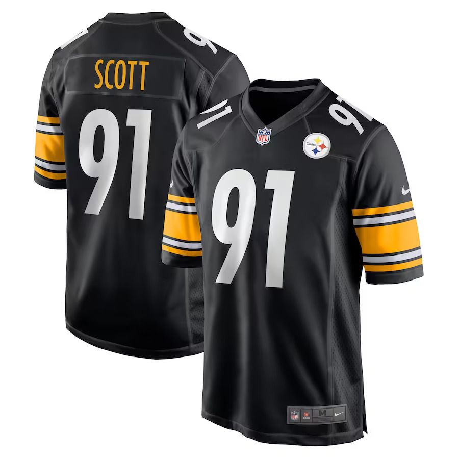 Men Pittsburgh Steelers 91 Delontae Scott Nike Black Game Player NFL Jersey
